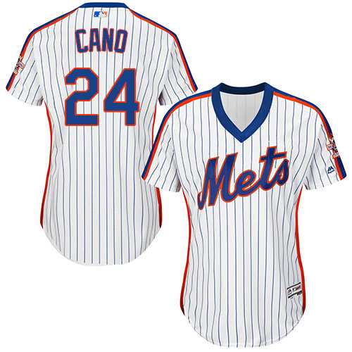 Mets #24 Robinson Cano White(Blue Strip) Alternate Women's Stitched Baseball Jersey