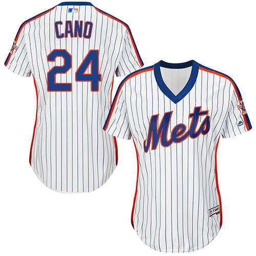 Mets #24 Robinson Cano White(Blue Strip) Alternate Women's Stitched Baseball Jersey Mets #24 Robinson Cano White(Blue Strip) Alternate Women's Stitched Baseball Jersey