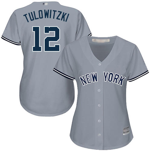Yankees #12 Troy Tulowitzki Grey Road Women's Stitched Baseball Jersey