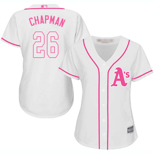 Athletics #26 Matt Chapman White/Pink Fashion Women's Stitched Baseball Jersey