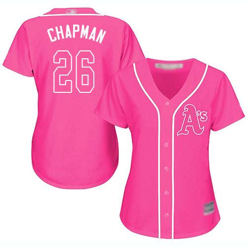 Athletics #26 Matt Chapman Pink Fashion Women's Stitched Baseball Jersey Athletics #26 Matt Chapman Pink Fashion Women's Stitched Baseball Jersey