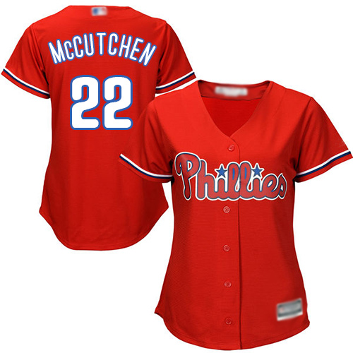 Phillies #22 Andrew McCutchen Red Alternate Women's Stitched Baseball Jersey