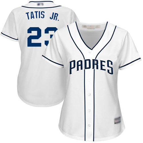 Padres #23 Fernando Tatis Jr. White Home Women's Stitched Baseball Jersey