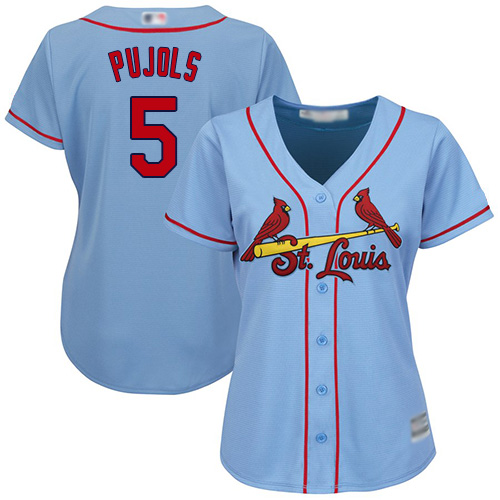 Cardinals #5 Albert Pujols Light Blue Alternate Women's Stitched Baseball Jersey Cardinals #5 Albert Pujols Light Blue Alternate Women's Stitched Baseball Jersey