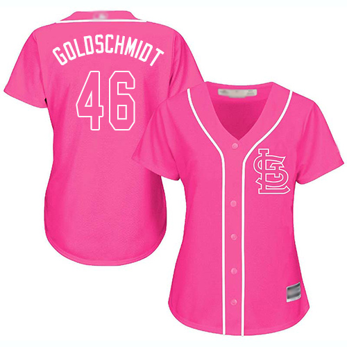 Cardinals #46 Paul Goldschmidt Pink Fashion Women's Stitched Baseball Jersey