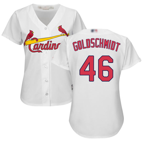 Cardinals #46 Paul Goldschmidt White Home Women's Stitched Baseball Jersey Cardinals #46 Paul Goldschmidt White Home Women's Stitched Baseball Jersey