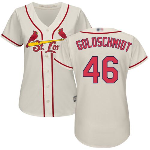 Cardinals #46 Paul Goldschmidt Cream Alternate Women's Stitched Baseball Jersey