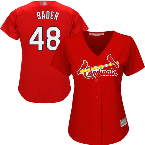 Cardinals #48 Harrison Bader Red Alternate Women's Stitched Baseball Jersey Cardinals #48 Harrison Bader Red Alternate Women's Stitched Baseball Jersey