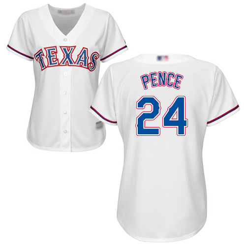 Rangers #24 Hunter Pence White Home Women's Stitched Baseball Jersey