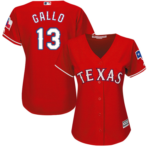 Rangers #13 Joey Gallo Red Alternate Women's Stitched Baseball Jersey