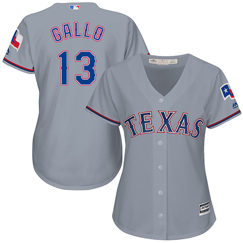 Rangers #13 Joey Gallo Grey Road Women's Stitched Baseball Jersey