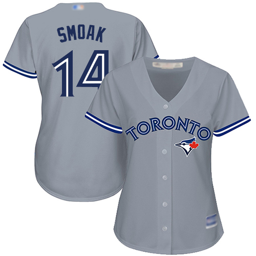 Blue Jays #14 Justin Smoak Grey Road Women's Stitched Baseball Jersey Blue Jays #14 Justin Smoak Grey Road Women's Stitched Baseball Jersey