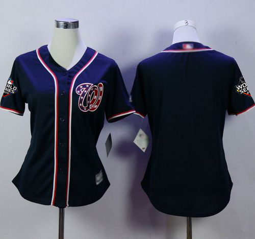 Nationals Blank Navy Blue Alternate 2 2019 World Series Champions Women's Stitched Baseball Jersey