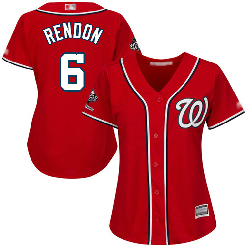Nationals #6 Anthony Rendon Red Alternate 2019 World Series Champions Women's Stitched Baseball Jersey