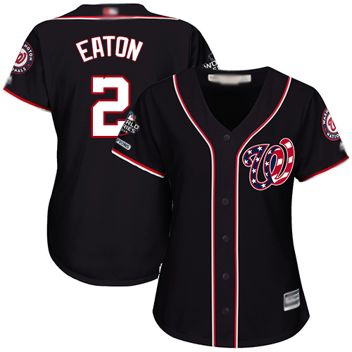 Nationals #2 Adam Eaton Navy Blue Alternate 2019 World Series Champions Women's Stitched Baseball Jersey