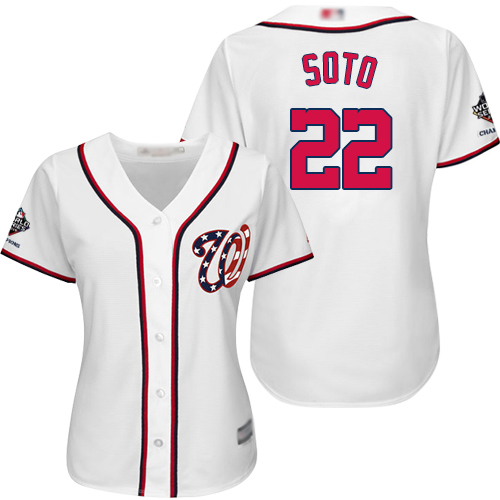 Nationals #22 Juan Soto White Home 2019 World Series Bound Women's Stitched Baseball Jersey