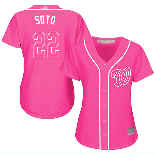 Nationals #22 Juan Soto Pink Fashion Women's Stitched Baseball Jersey