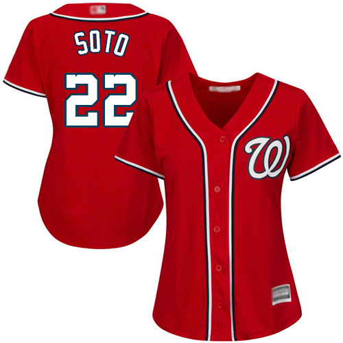 Nationals #22 Juan Soto Red Alternate Women's Stitched Baseball Jersey