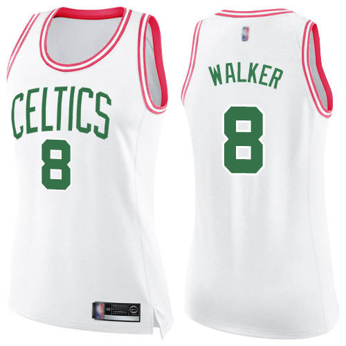 Celtics #8 Kemba Walker White/Pink Women's Basketball Swingman Fashion Jersey