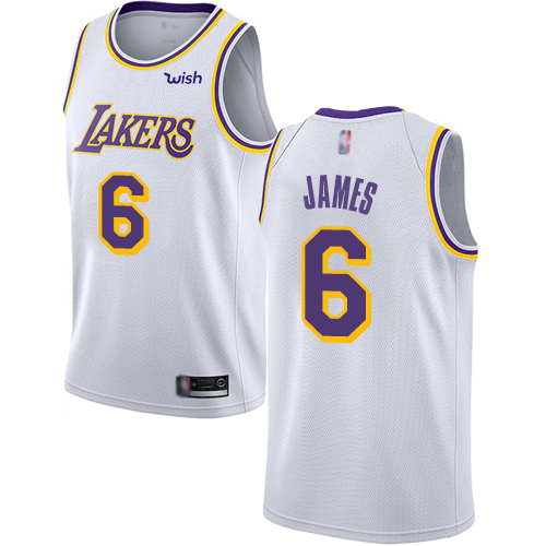 Lakers #6 LeBron James White Women's Basketball Swingman Association Edition Jersey