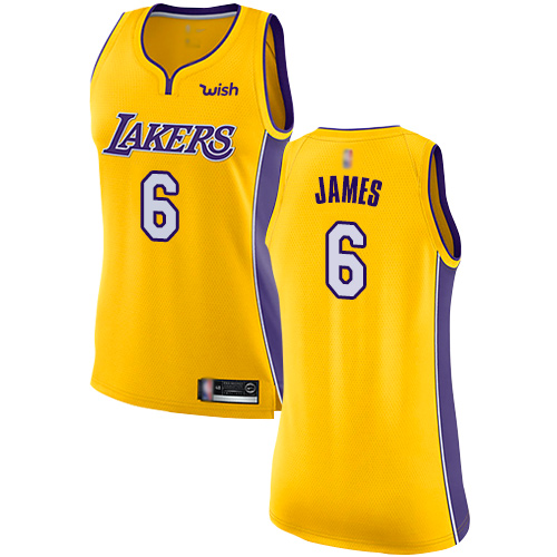 Lakers #6 LeBron James Gold Women's Basketball Swingman Icon Edition Jersey