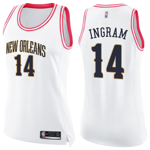 Pelicans #14 Brandon Ingram White/Pink Women's Basketball Swingman Fashion Jersey