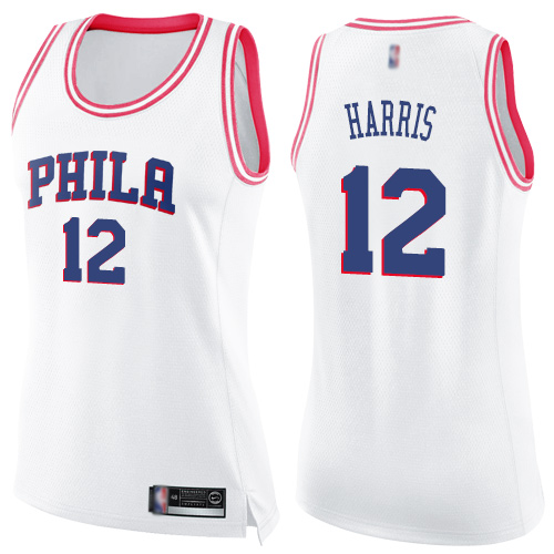 76ers #12 Tobias Harris White/Pink Women's Basketball Swingman Fashion Jersey