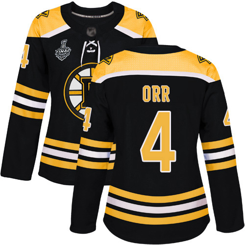 Bruins #4 Bobby Orr Black Home Authentic Stanley Cup Final Bound Women's Stitched Hockey Jersey