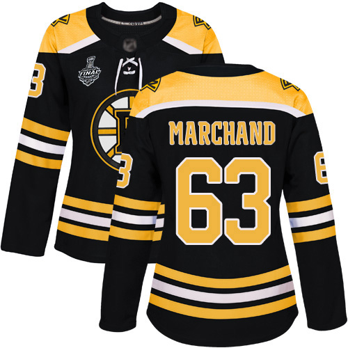 Bruins #63 Brad Marchand Black Home Authentic Stanley Cup Final Bound Women's Stitched Hockey Jersey
