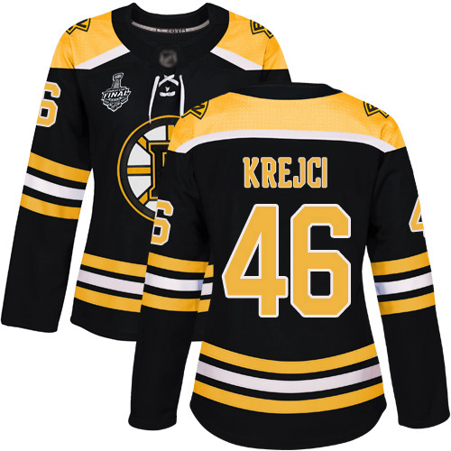 Bruins #46 David Krejci Black Home Authentic Stanley Cup Final Bound Women's Stitched Hockey Jersey