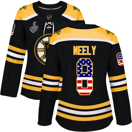 Bruins #8 Cam Neely Black Home Authentic USA Flag Stanley Cup Final Bound Women's Stitched Hockey Jersey