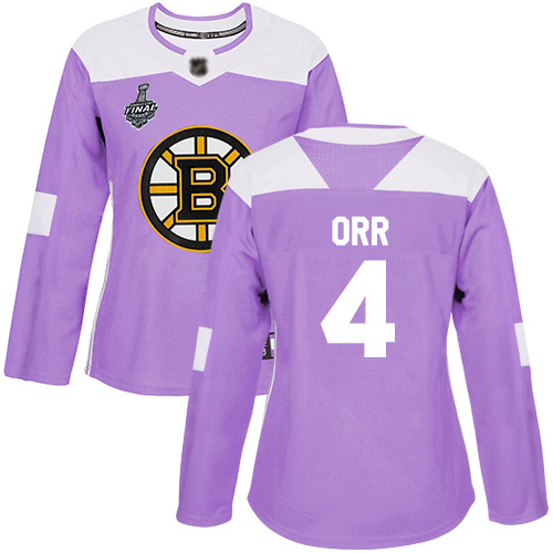 Bruins #4 Bobby Orr Purple Authentic Fights Cancer Stanley Cup Final Bound Women's Stitched Hockey Jersey
