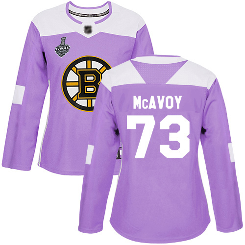 Bruins #73 Charlie McAvoy Purple Authentic Fights Cancer Stanley Cup Final Bound Women's Stitched Hockey Jersey
