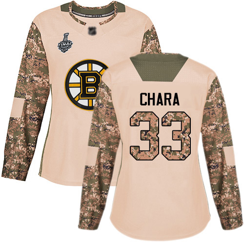 Bruins #33 Zdeno Chara Camo Authentic 2017 Veterans Day Stanley Cup Final Bound Women's Stitched Hockey Jersey