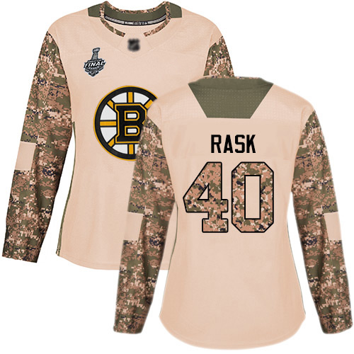 Bruins #40 Tuukka Rask Camo Authentic 2017 Veterans Day Stanley Cup Final Bound Women's Stitched Hockey Jersey