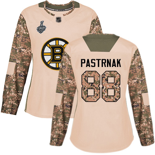 Bruins #88 David Pastrnak Camo Authentic 2017 Veterans Day Stanley Cup Final Bound Women's Stitched Hockey Jersey