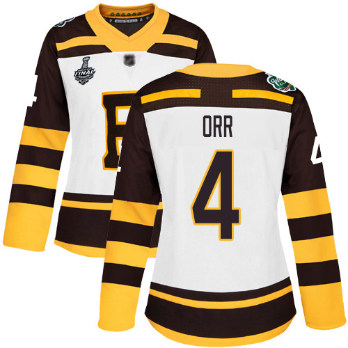 Bruins #4 Bobby Orr White Authentic 2019 Winter Classic Stanley Cup Final Bound Women's Stitched Hockey Jersey