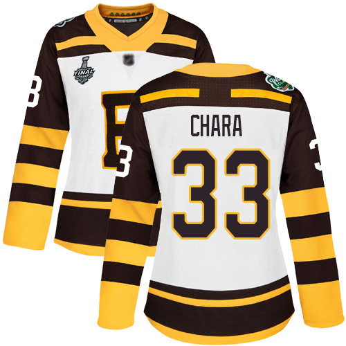 Bruins #33 Zdeno Chara White Authentic 2019 Winter Classic Stanley Cup Final Bound Women's Stitched Hockey Jersey
