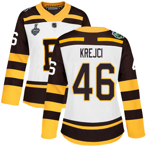 Bruins #46 David Krejci White Authentic 2019 Winter Classic Stanley Cup Final Bound Women's Stitched Hockey Jersey