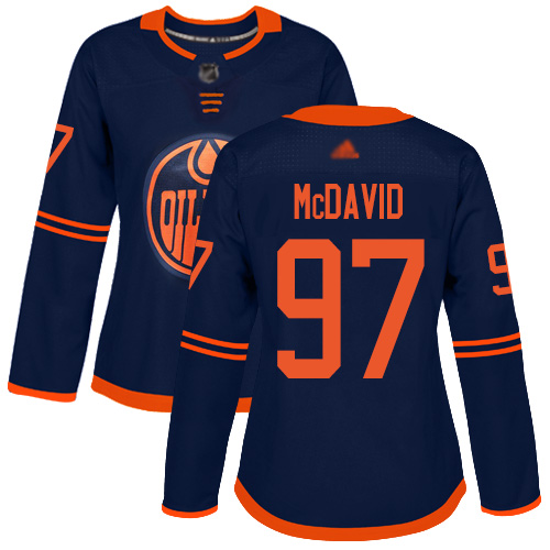 Oilers #97 Connor McDavid Navy Alternate Authentic Women's Stitched Hockey Jersey