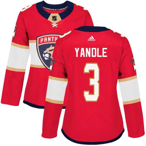 Adidas Panthers #3 Keith Yandle Red Home Authentic Women's Stitched NHL Jersey
