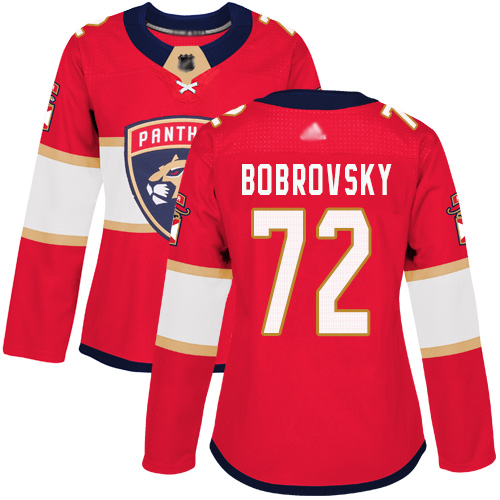 Panthers #72 Sergei Bobrovsky Red Home Authentic Women's Stitched Hockey Jersey
