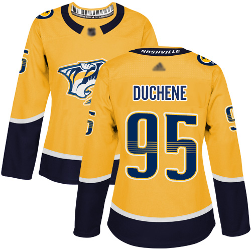 Predators #95 Matt Duchene Yellow Home Authentic Women's Stitched Hockey Jersey