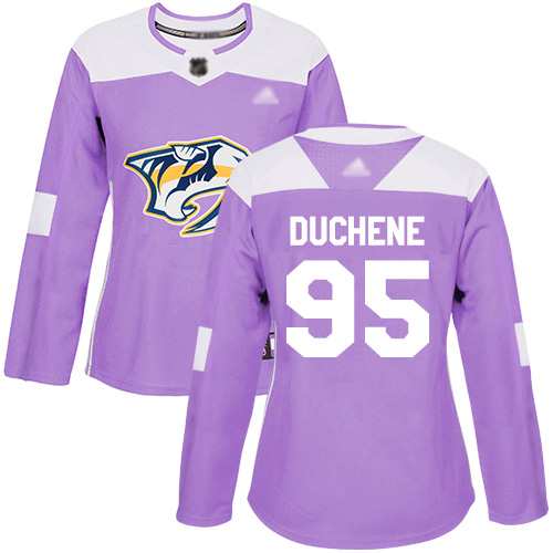 Predators #95 Matt Duchene Purple Authentic Fights Cancer Women's Stitched Hockey Jersey