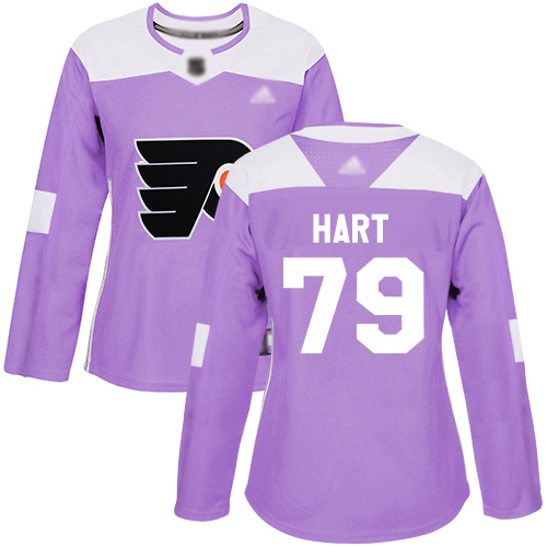 Adidas Flyers #79 Carter Hart Purple Authentic Fights Cancer Women's Stitched NHL Jersey