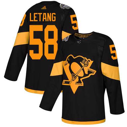 Adidas Penguins #58 Kris Letang Black Authentic 2019 Stadium Series Women's Stitched NHL Jersey