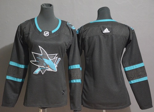 Adidas Sharks Blank Black Alternate Authentic Women's Stitched NHL Jersey