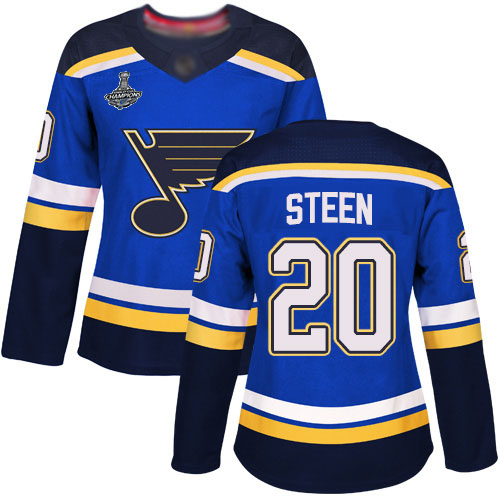 Blues #20 Alexander Steen Blue Home Authentic Stanley Cup Champions Women's Stitched Hockey Jersey