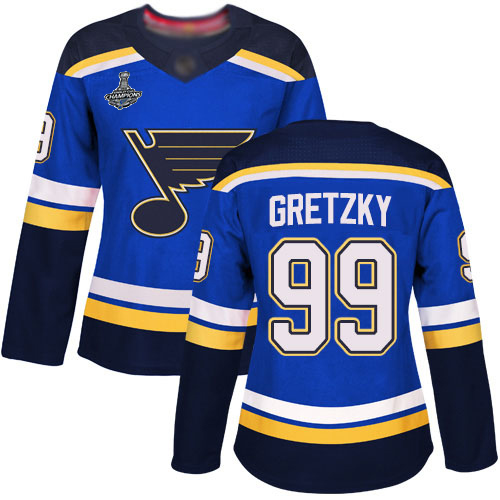 Blues #99 Wayne Gretzky Blue Home Authentic Stanley Cup Champions Women's Stitched Hockey Jersey