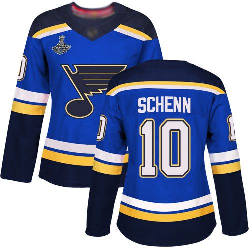 Blues #10 Brayden Schenn Blue Home Authentic Stanley Cup Champions Women's Stitched Hockey Jersey